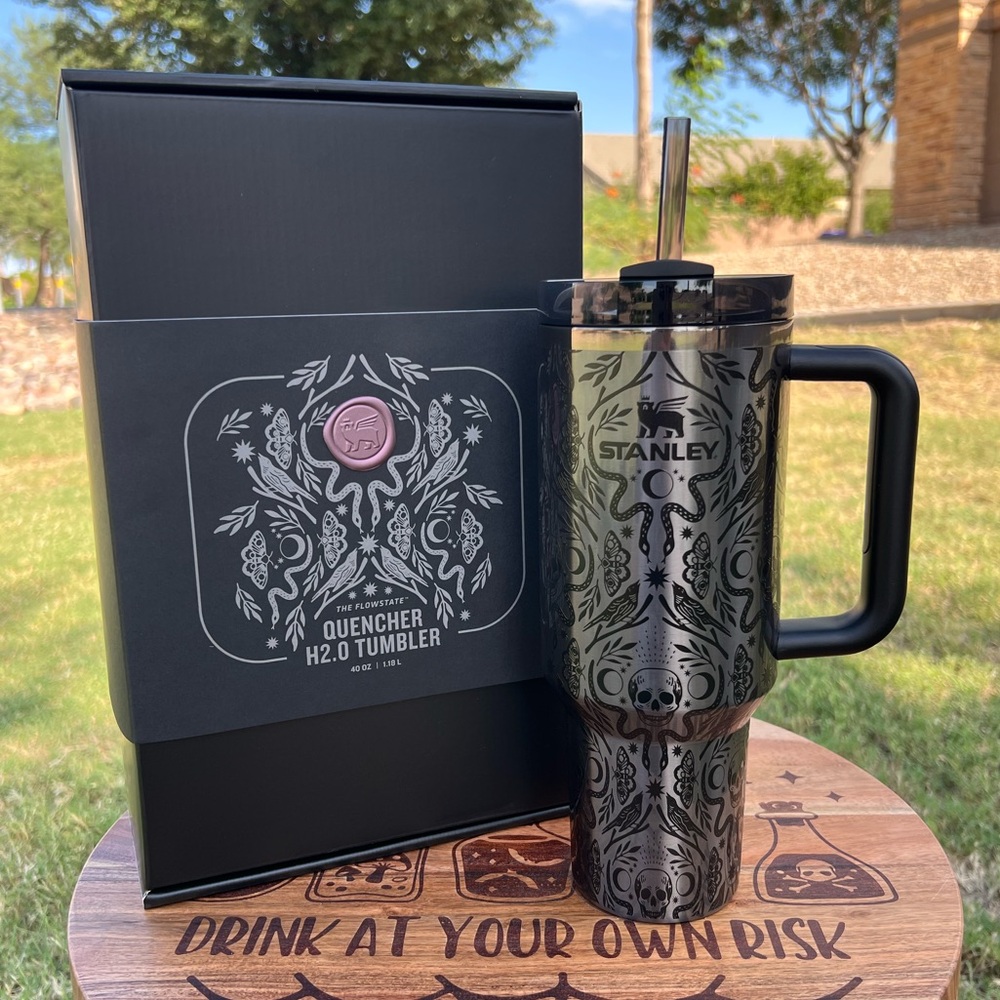 NEW Deadly Damask 40oz Stanley Black Floral Halloween Tumbler with Handle